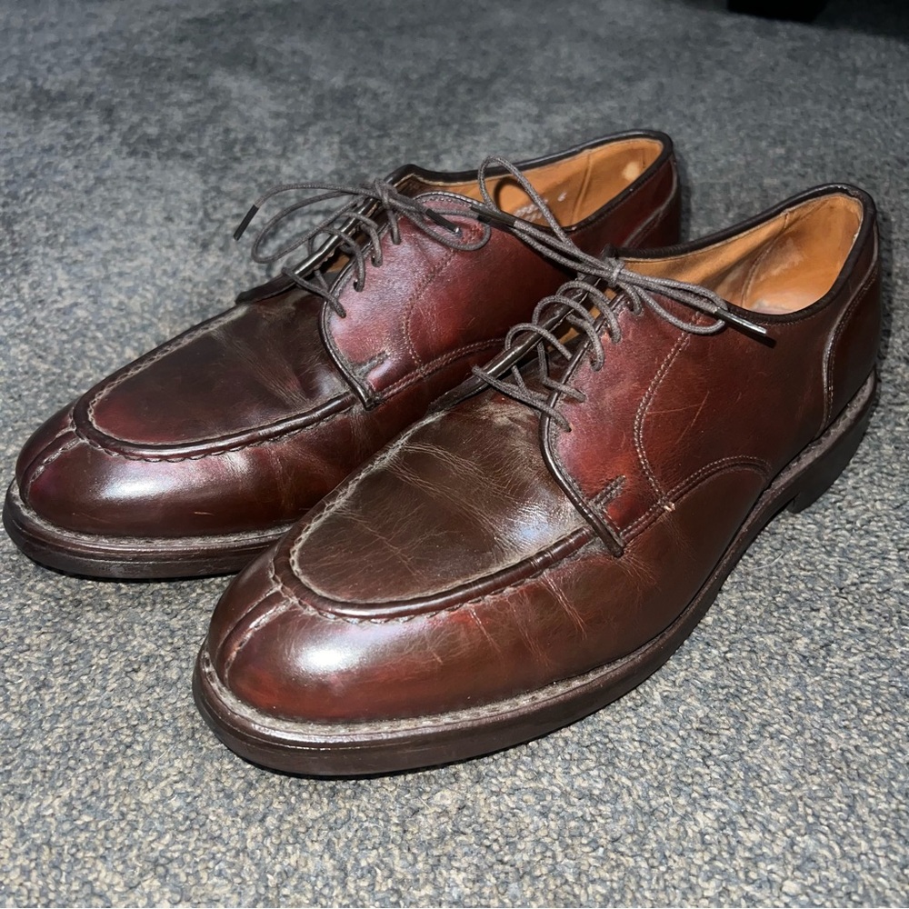 Allen Edmonds Granby Cherry Brown Leather Split Toe Derby Dress Shoe Mens Sz 10D